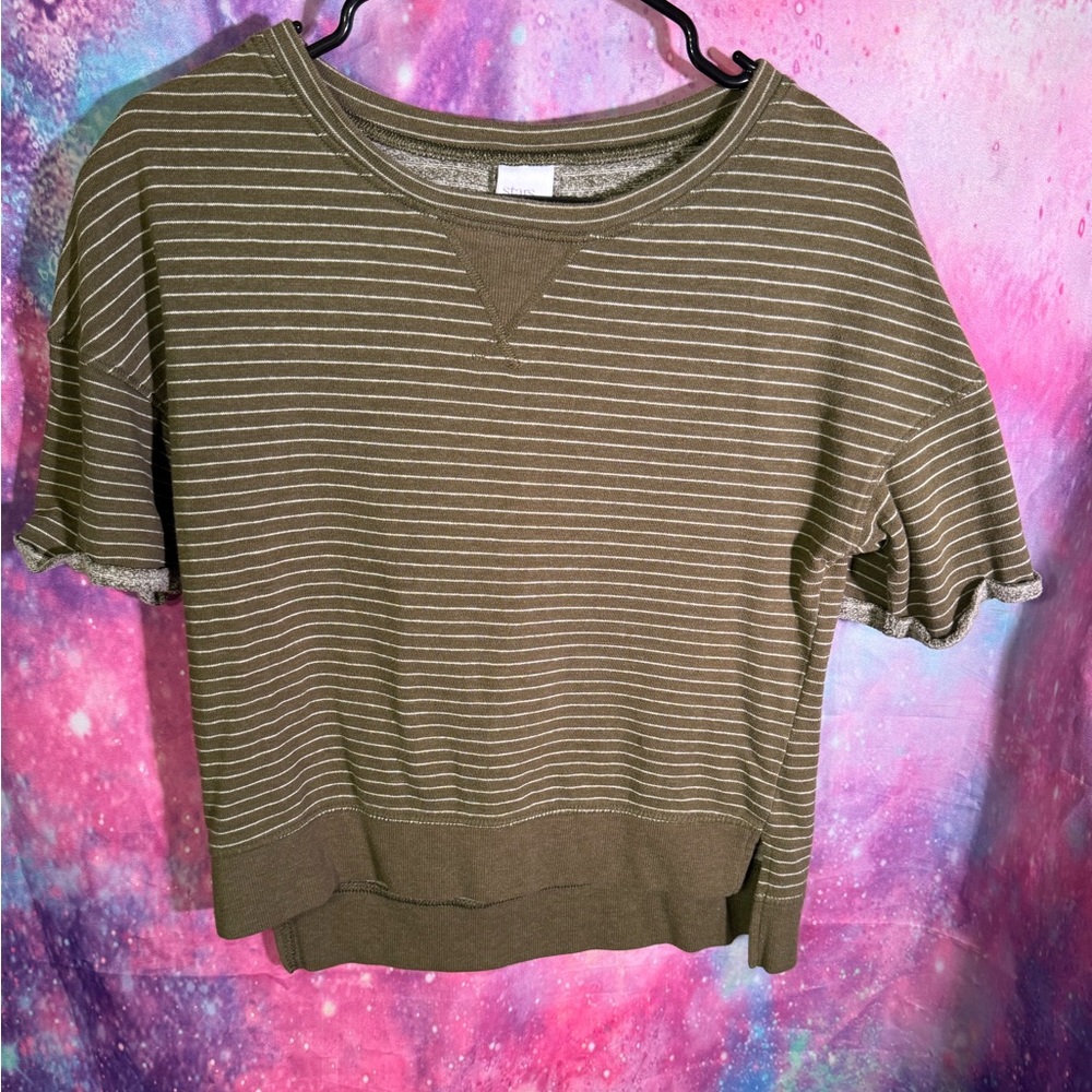 Stars Above Olive Striped Crop Top